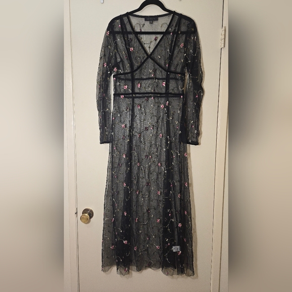 Dance & Marvel Dresses & Skirts - Dance & Marvel Sheer Black Women's Dress With Floral Embroidery Detail. Size M